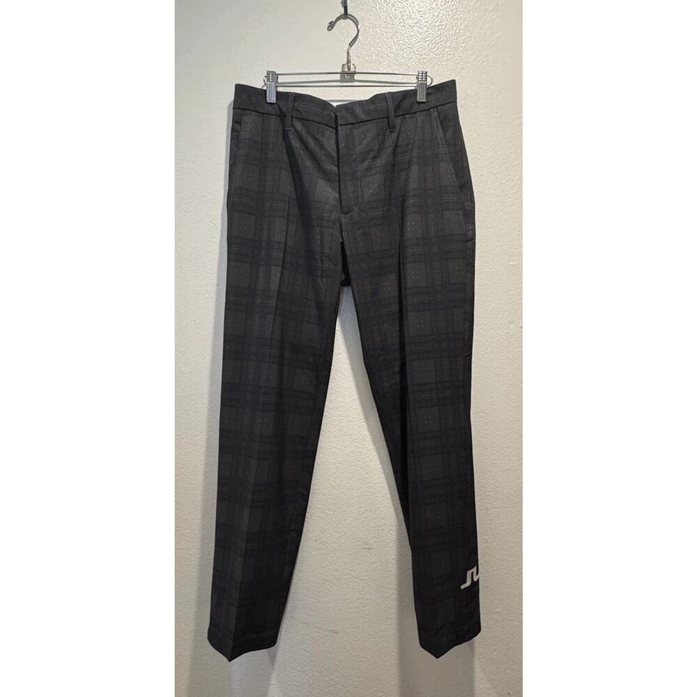 J‎ Lindberg 32 X 30 Plaid Green Tartan Print Slim Fit Performance Golf Pants
